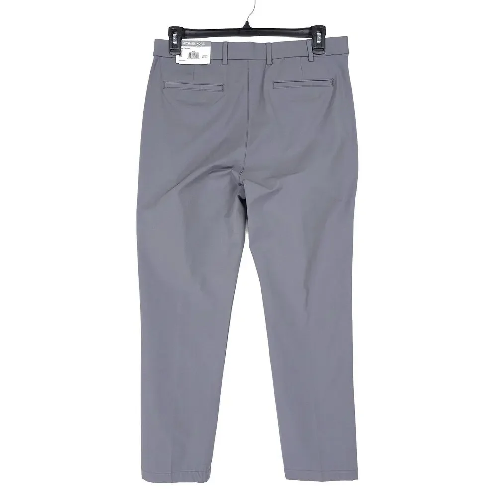 Michael Kors Mens Classic Fit Dress Pants 36x31 Slate Grey Solid Stretch Cotton